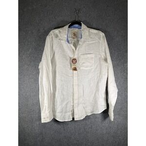 Panama Jack Mens Size Large White 100% Linen Long Sleeve Button Up Shirt NWT